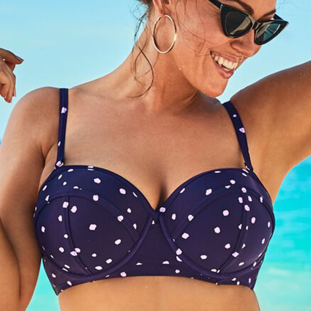 NWT- Swimsuits For All ‘Madame’ Retro Polka Dot Full Figure Underwire Bikini Top